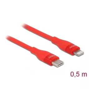   Delock Adat- és töltőkábel USB Type-C  - Lightning  iPhone , iPad  és iPod  készülékhez piros 0,5 m (DL-86633)