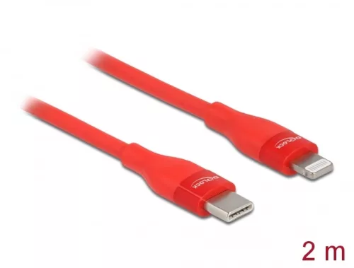 Delock Adat- és töltőkábel USB Type-C  - Lightning  iPhone , iPad  és iPod  készülékhez piros 2 m MF (DL-86635)