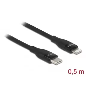   Delock Adat- és töltőkábel USB Type-C  - Lightning  iPhone , iPad  és iPod  készülékhez fekete 0,5 m (DL-86636)