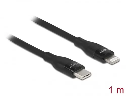 Delock Adat- és töltőkábel USB Type-C  - Lightning  iPhone , iPad  és iPod  készülékhez fekete 1 m M (DL-86637)