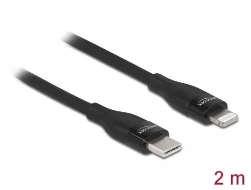 Delock Adat- és töltőkábel USB Type-C  - Lightning  iPhone , iPad  és iPod  készülékhez fekete 2 m M (DL-86638)
