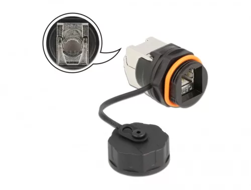 Delock Vízhatlan védőkupakkal ellátott kábel konnektor RJ45 anya - Cat.6A LSA (DL-86698)