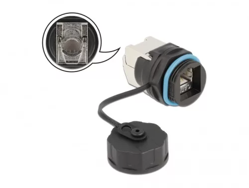 Delock Vízhatlan védőkupakkal ellátott kábel konnektor RJ45 anya - Cat.6A LSA (DL-86699)