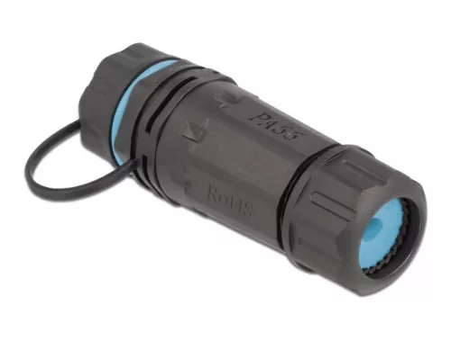 Delock Vízhatatlan védőkupakkal és borítással ellátott kábelkonnektor RJ45 anya - RJ45 anya Cat.6A (DL-86701)