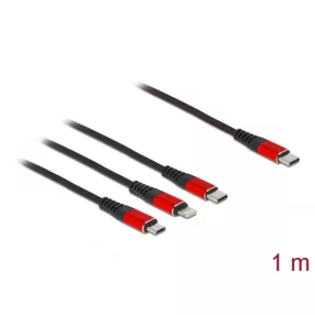   Delock 1 m hosszú, USB töltő kábel 3 az 1 USB Type-C  apa Lightning -, Micro USB- és USB Type-C (DL-86711)