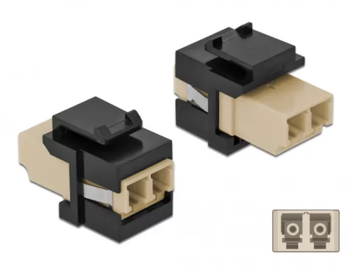 Delock Keystone modul LC Duplex aljzat - LC Duplex aljzat bézs / fekete (DL-86719)