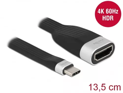 Delock FPC lapos csík kábel USB Type-C  - HDMI (DP Alt Mode) 4K 60 Hz 13,5 cm (DL-86729)