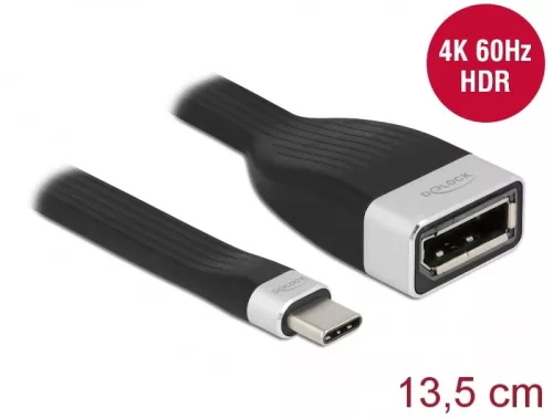 Delock FPC lapos csík kábel USB Type-C  - DisplayPort (DP Alt Mode) 4K 60 Hz 13,5 cm (DL-86731)