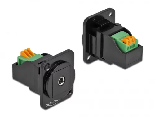 Delock D-típusú Modul 3,5 mm-es 3 érintkezős sztereó jack hüvely anya sorkapocs modul (DL-86732)