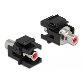   Delock Keystone modul, RCA-csatlakozóhüvely > RCA-csatlakozóhüvely, piros / fekete (DL-86741)