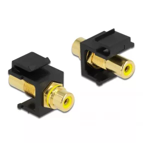   Delock Keystone modul, RCA-csatlakozóhüvely > RCA-csatlakozóhüvely, aranyozott, sárga / fekete (DL-86743)