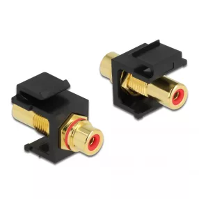   Delock Keystone modul, RCA-csatlakozóhüvely > RCA-csatlakozóhüvely, aranyozott, piros / fekete (DL-86744)