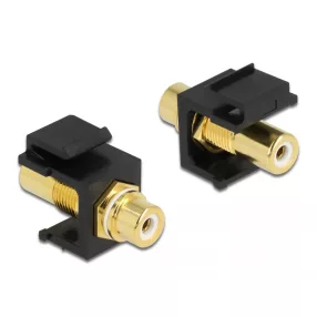   Delock Keystone modul, RCA-csatlakozóhüvely > RCA-csatlakozóhüvely, aranyozott, fehér / fekete (DL-86746)