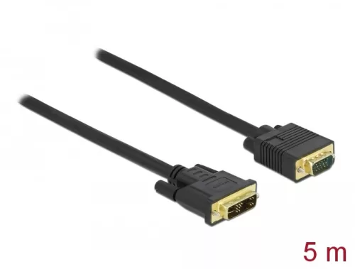 Delock Kábel DVI 12+5 csatlakozódugóval - VGA csatlakozódugóval 5 m (DL-86751)
