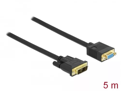 Delock Kábel DVI 12+5 csatlakozódugóval - VGA csatlakozódugóval 5 m (DL-86755)