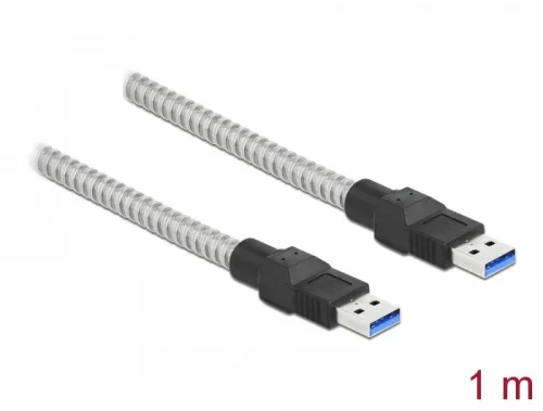 Delock USB 3.2 Gen 1, fém borítású kábel A-típusú apa   A-típusú, 1 méter (DL-86775)