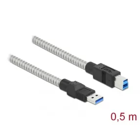   Delock USB 3.2 Gen 1, fém borítású kábel A-típusú apa   B-típusú, 0,5 méter (DL-86777)