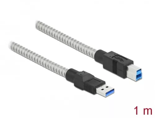 Delock USB 3.2 Gen 1, fém borítású kábel A-típusú apa   B-típusú, 1 méter (DL-86778)