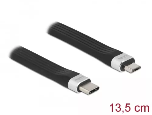 Delock USB 2.0 FPC lapos csík kábel USB Type-C  - USB Micro-B-típusú 13,5 cm PD 3 A (DL-86793)
