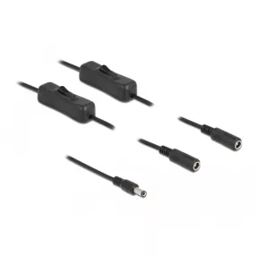   Delock DC kábel 5,5 x 2,1 mm apa   2 db. DC anya kapcsolóval ellátott, 1 m (DL-86794)