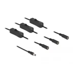   Delock DC kábel 5,5 x 2,1 mm apa   3 db. DC anya kapcsolóval ellátott, 1 m (DL-86795)