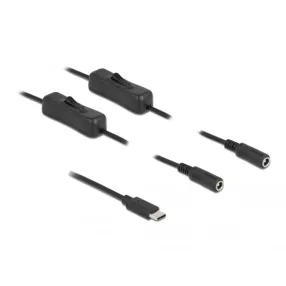   Delock USB Type-C  apa   2 db. DC 5,5 x 2,1 mm anya csatlakozójú, 1 méter hosszú kábel (DL-86800)