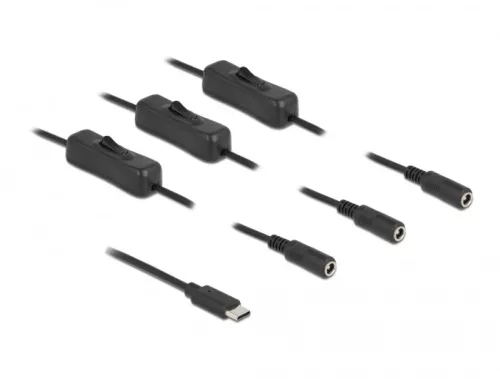 Delock USB Type-C  apa   3 db. DC 5,5 x 2,1 mm anya csatlakozójú, 1 méter hosszú kábel (DL-86801)
