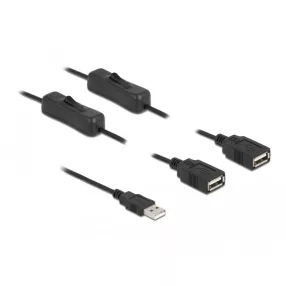   Delock USB A-típusú kábel apa   2 db. USB A-típusú anya kapcsolóval ellátott, 1 m (DL-86803)