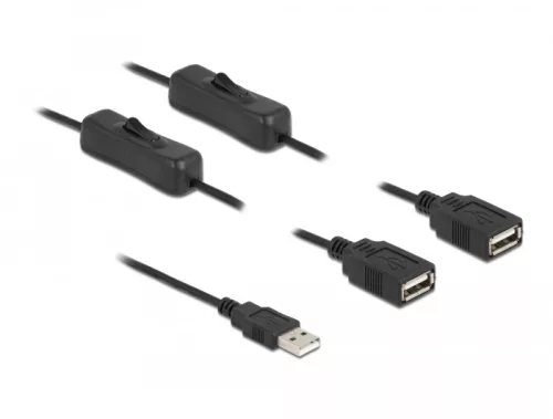 Delock USB A-típusú kábel apa   2 db. USB A-típusú anya kapcsolóval ellátott, 1 m (DL-86803)