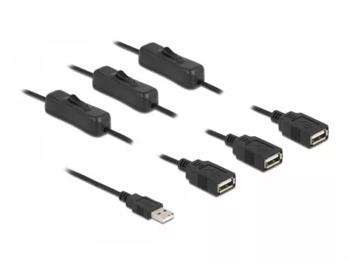 Delock USB A-típusú kábel apa   3 db. USB A-típusú anya kapcsolóval ellátott, 1 m (DL-86804)