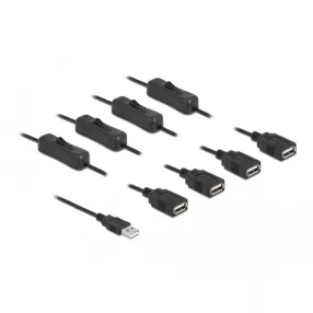   Delock USB A-típusú kábel apa   4 db. USB A-típusú anya kapcsolóval ellátott, 1 m (DL-86805)
