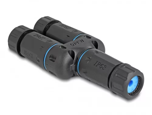 Delock Kábelcsatlakoztató RJ45 anya   2 x RJ45 anya Cat.6A vízhatlan (DL-86808)