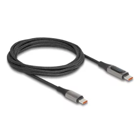   Delock USB 2.0 Kábel USB Type-C  apa - apa csatlakozóval tápmérővel, PD 3.0 100 W, 2 m (DL-86809)
