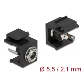   Delock Keystone modul, DC 5,5 x 2,1 mm-csatlakozóhüvely, fekete (DL-86849)