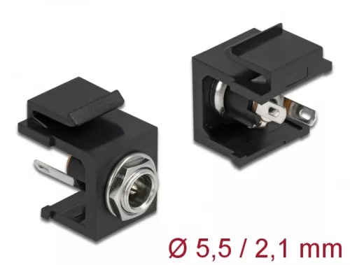 Delock Keystone modul, DC 5,5 x 2,1 mm-csatlakozóhüvely, fekete (DL-86849)