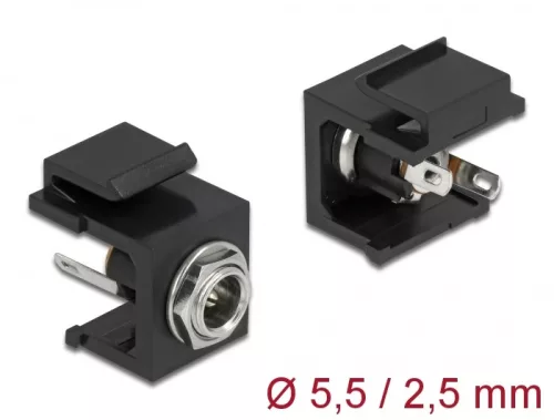 Delock Keystone modul, DC 5,5 x 2,5 mm-csatlakozóhüvely, fekete (DL-86850)