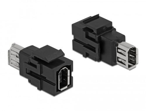 Delock Keystone modul, FireWire-csatlakozóhüvely > FireWire-csatlakozóhüvely, fekete