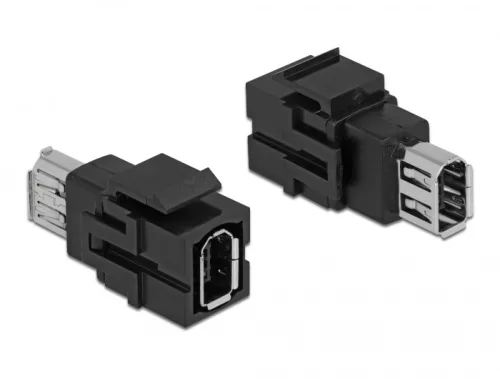 Delock Keystone modul, FireWire-csatlakozóhüvely > FireWire-csatlakozóhüvely, fekete (DL-86852)