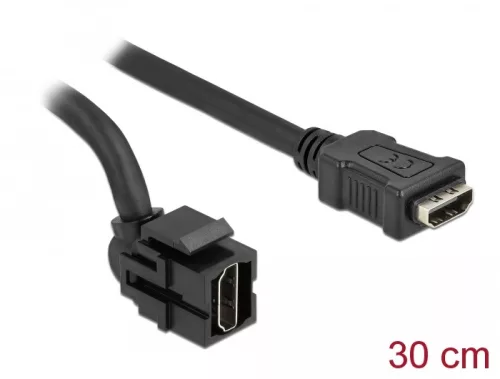 Delock Keystone modul, HDMI-csatlakozóhüvely 250  > HDMI-csatlakozóhüvely, kábellel fekete (DL-86854)