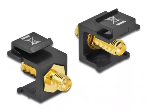 Delock Keystone modul, RP-SMA-csatlakozóhüvely > RP-SMA-csatlakozóhüvely, fekete (DL-86865)