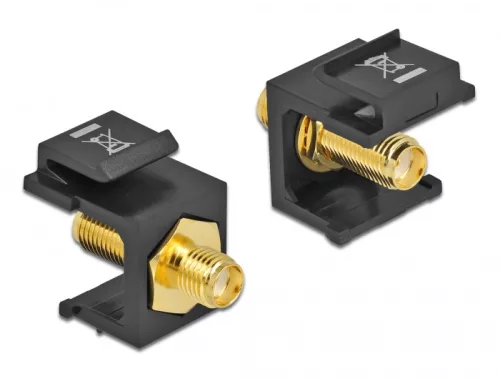 Delock Keystone modul, SMA-csatlakozóhüvely > SMA-csatlakozóhüvely, fekete (DL-86866)