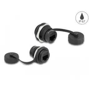   Delock RJ45 Cat.6 beépített csatlakozó védő fedéllel IP67 por- és vízvédelem (DL-86962)