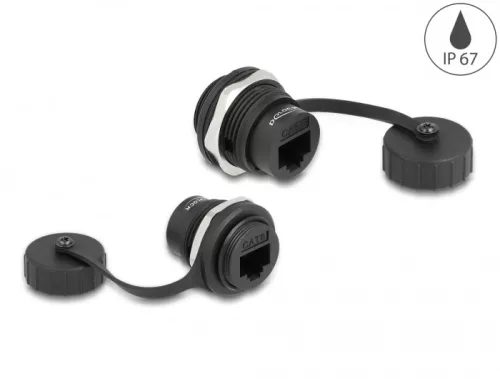 Delock RJ45 Cat.6 beépített csatlakozó védő fedéllel IP67 por- és vízvédelem (DL-86962)