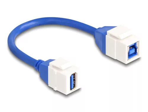 Delock Keystone modul USB kábel 5 Gbps A-típusú USB anya   B-típusú USB anya 20 cm, kék (DL-86970)