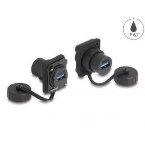   Delock D-típusú Modul USB 3.2 Gen 1 A-típusú anya   USB 3.2 Gen 1 A-típusú anya védő fedéllel IP67 (DL-86971)