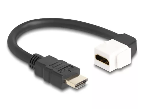 Delock Keystone modul HDMI kábel apa - anya 90 -ban hajlított 8K 60 Hz 20 cm, fekete (DL-86974)
