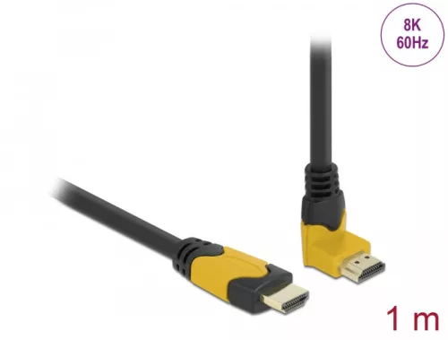 Delock High Speed HDMI kábel egyenes csatlakozódugóval - csatlakozódugóval 90  ívelt felfelé 48 Gbps (DL-86988)