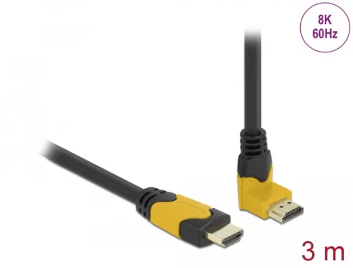 Delock High Speed HDMI kábel egyenes csatlakozódugóval - csatlakozódugóval 90  ívelt felfelé 48 Gbps (DL-86990)