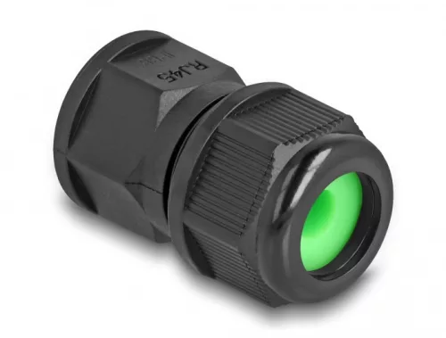 Delock RJ45 átfűzős coupler/toldó IP67 kapcsolattal, por- és vízhatlan, fekete (DL-86995)