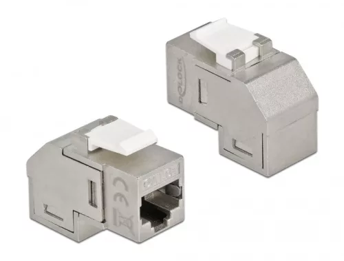 Delock Keystone modul, RJ45-aljzat - RJ45-aljzat, Cat.6A, 90 fokos szögű (DL-86997)